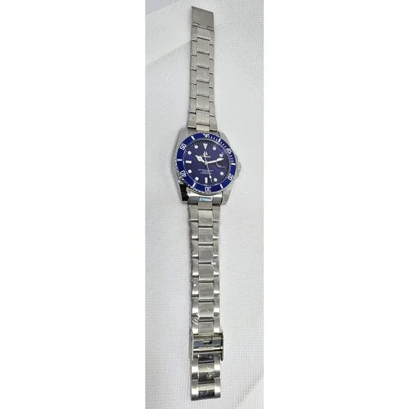 Men's Lenqin Classic Silver Tone Blue Dial Luminous Date Bracelet Watch 13 - Picture 5 of 8